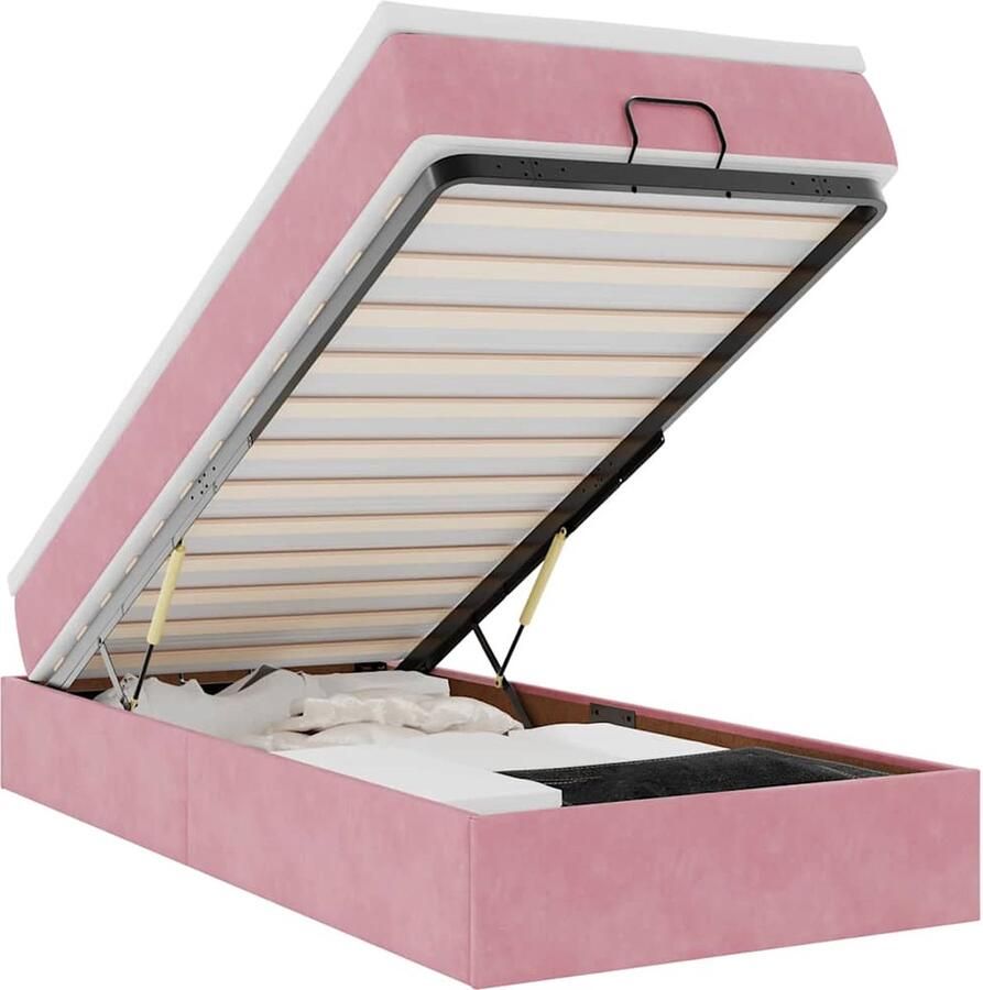 VidaXL Ottoman bed met matras 80x200cm fluweel roze - Foto 2
