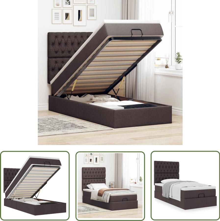 VidaXL Ottoman bed met matras 80x200cm stof donkerbruin Ottomanbed Boxspring Tweepersoonsbed Slaapcomfort Pocketvering