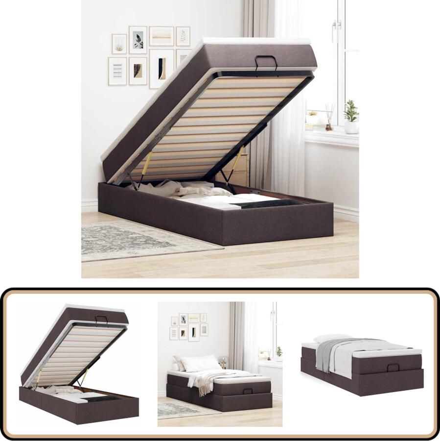 VidaXL Ottoman bed met matras 90x200 cm donkerbruin Ottoman Bed Boxspring Bed Tweepersoons Bed Slaapcomfort Matras