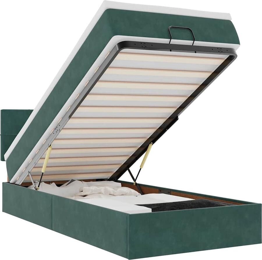 VidaXL Ottoman bed met matras 80x200cm fluweel donkergroen