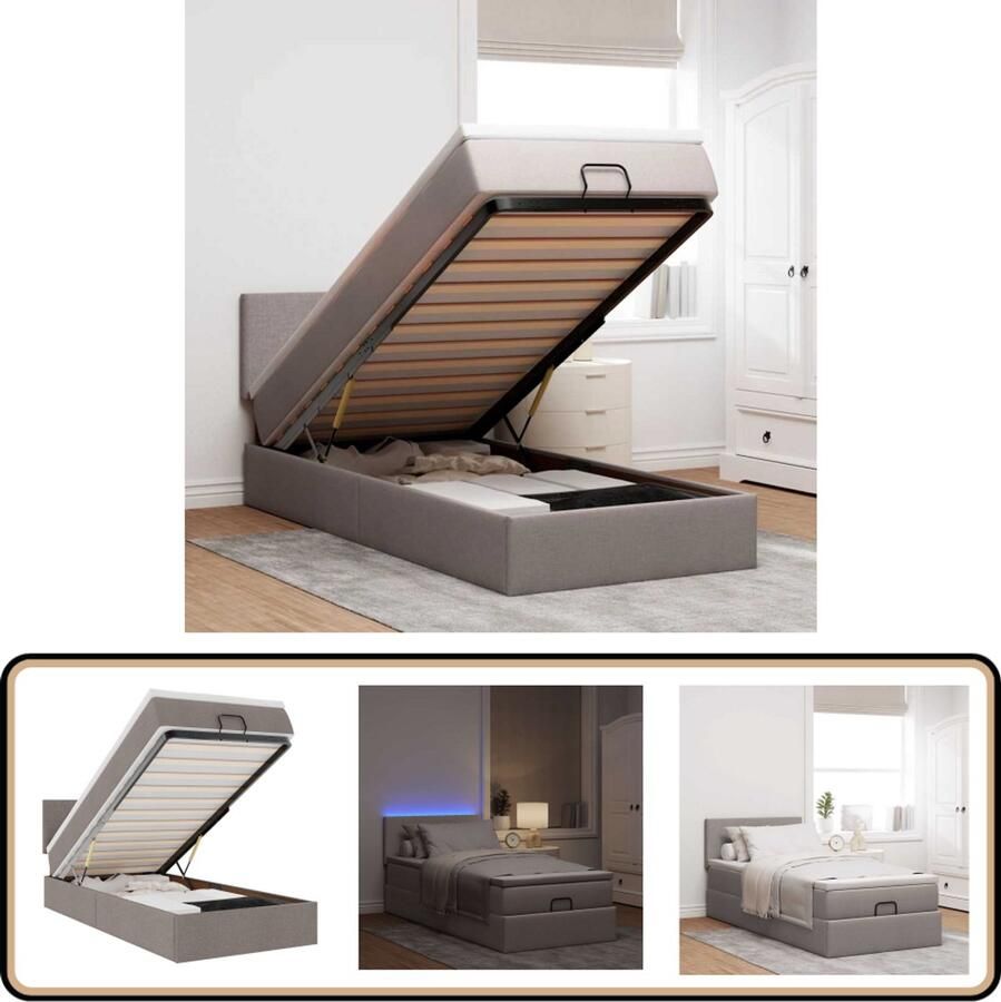 VidaXL Ottoman bed met matras en LED's 100x200 cm Bed Frame Boxspring Ottoman Bed Tweepersoonsbed Led Bed