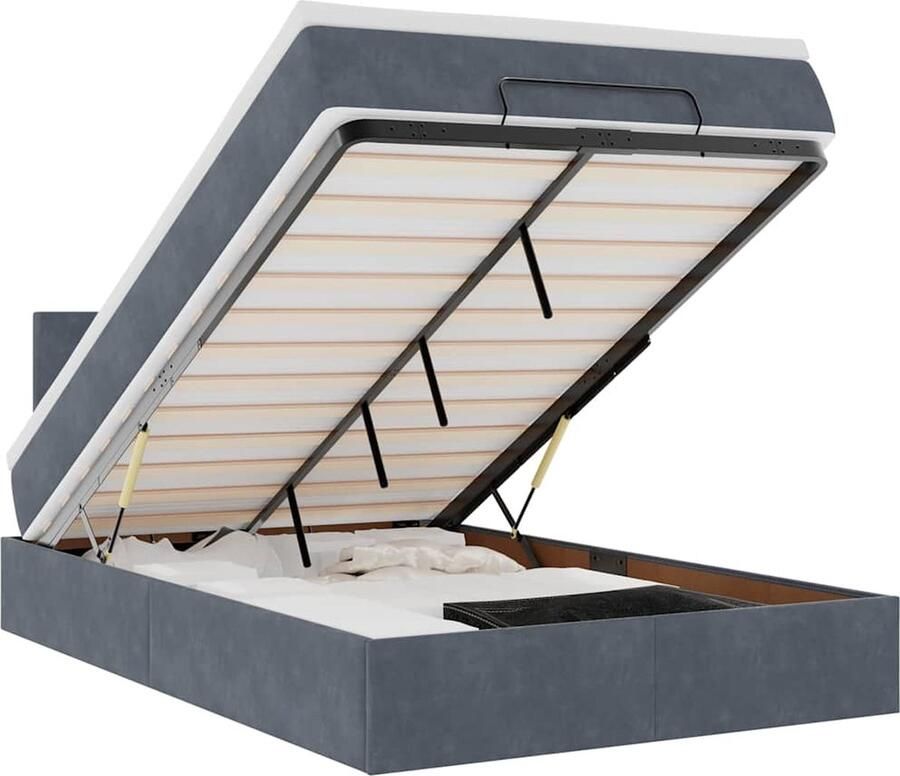 VidaXL Ottoman bed met matras en LED's 120x190 cm fluweel donkergrijs