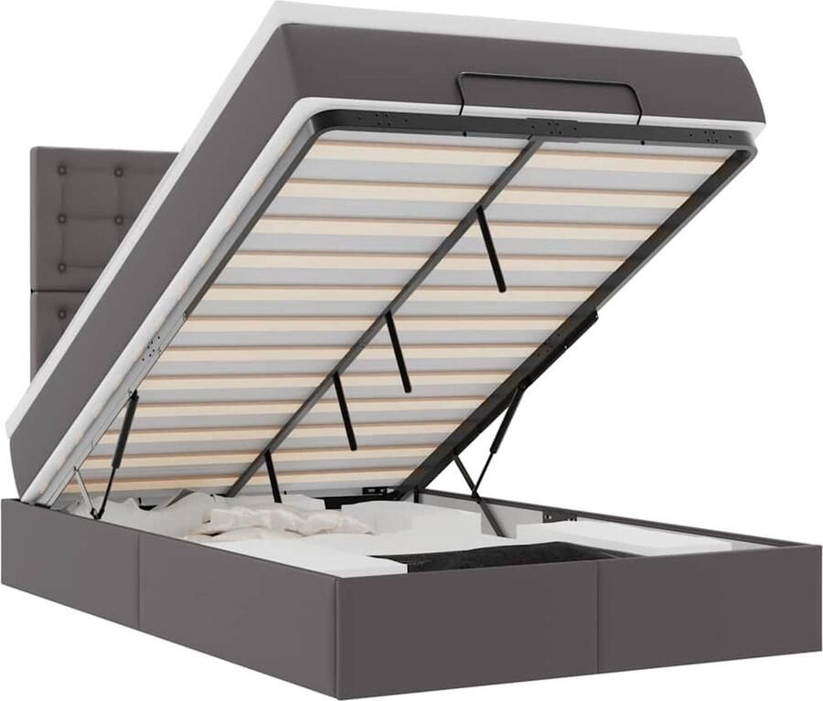 VidaXL Ottoman bed met matras en LED's 120x200cm kunstleer grijs