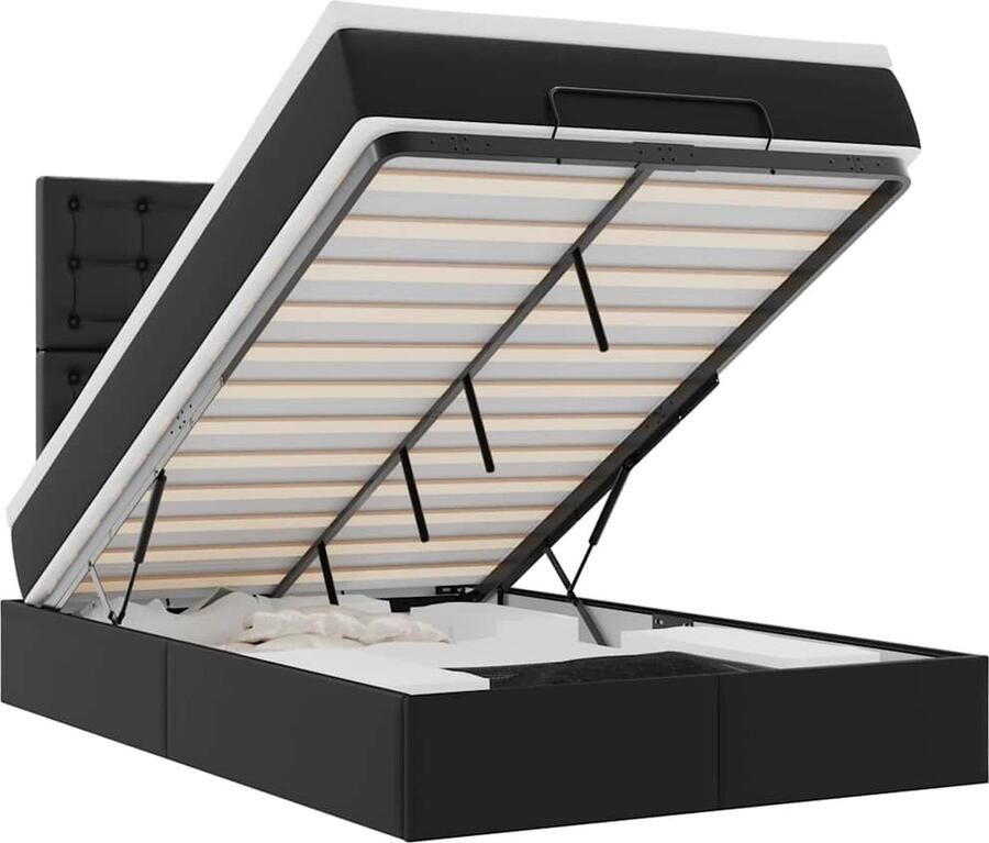 VidaXL Ottoman bed met matras en LED's 120x200cm kunstleer zwart