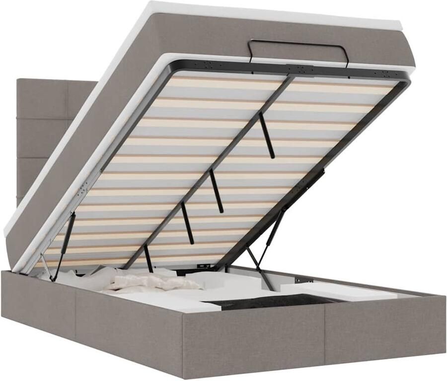 VidaXL Ottoman bed met matras 120x190 cm stof taupe - Foto 2