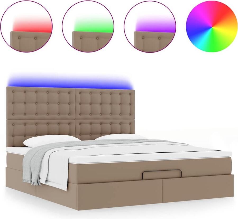 VidaXL Ottoman bed met matras 180x200cm kunstleer cappuccinokleurig