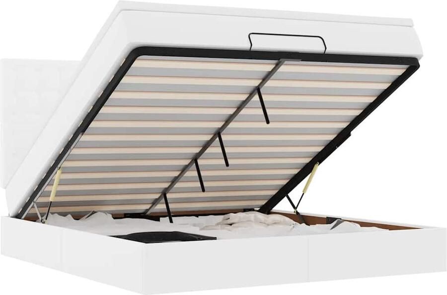 VidaXL Ottoman bed met matras en LED's 180x200cm kunstleer wit