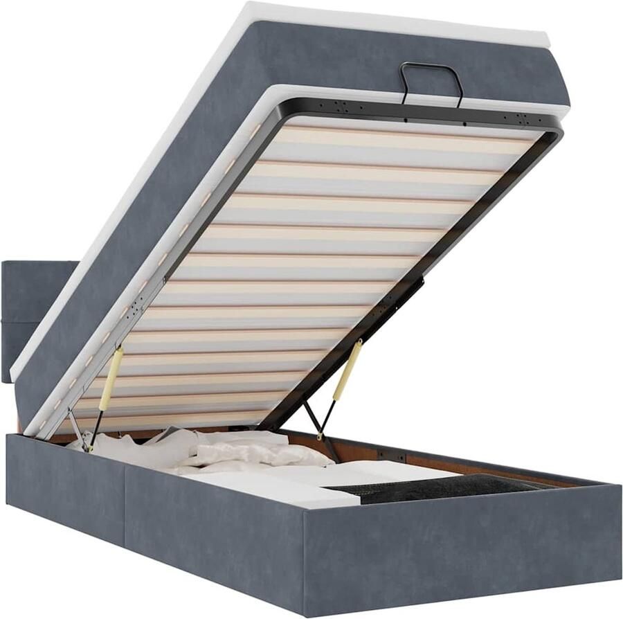 VidaXL Ottoman bed met matras 80x200cm fluweel donkergrijs