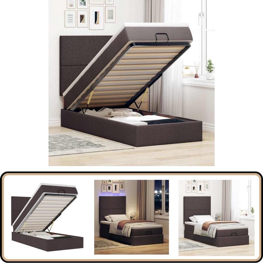 VidaXL Ottoman bed met matras en LED's 100x200 cm Ottomabed Boxspringbed Led Bed Tweepersoonsbed Slaapcomfort