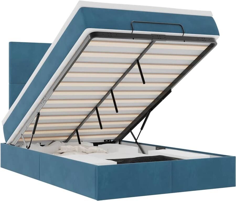 VidaXL Ottoman bed met matrassen 120x200cm fluweel donkerblauw