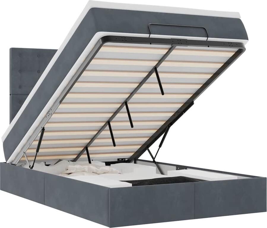 VidaXL Ottoman bed met matrassen 120x200cm fluweel donkergrijs