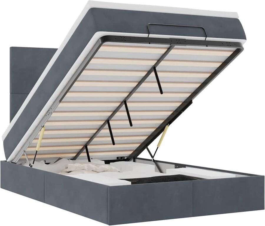 VidaXL Ottoman bed met matrassen 120x200cm fluweel donkergrijs - Foto 2