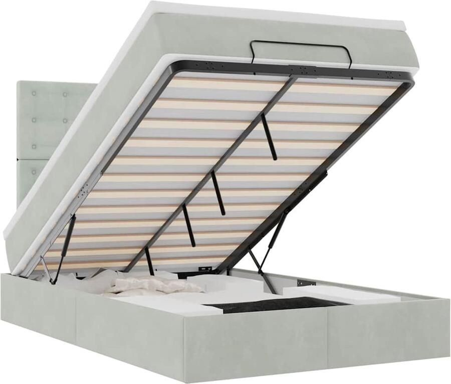 VidaXL Ottoman bed met matrassen 120x200cm fluweel lichtgrijs