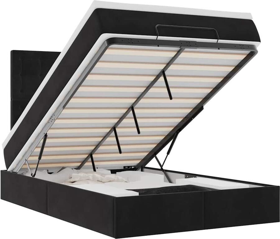 VidaXL Ottoman bed met matrassen 120x200cm fluweel zwart