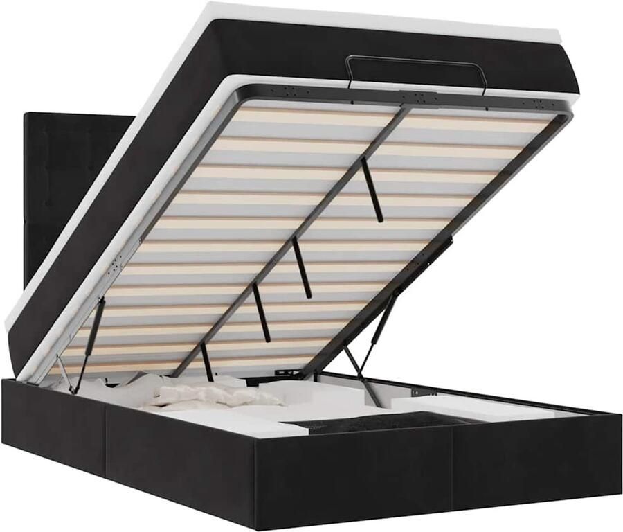 VidaXL Ottoman bed met matrassen 120x200cm fluweel zwart - Foto 2