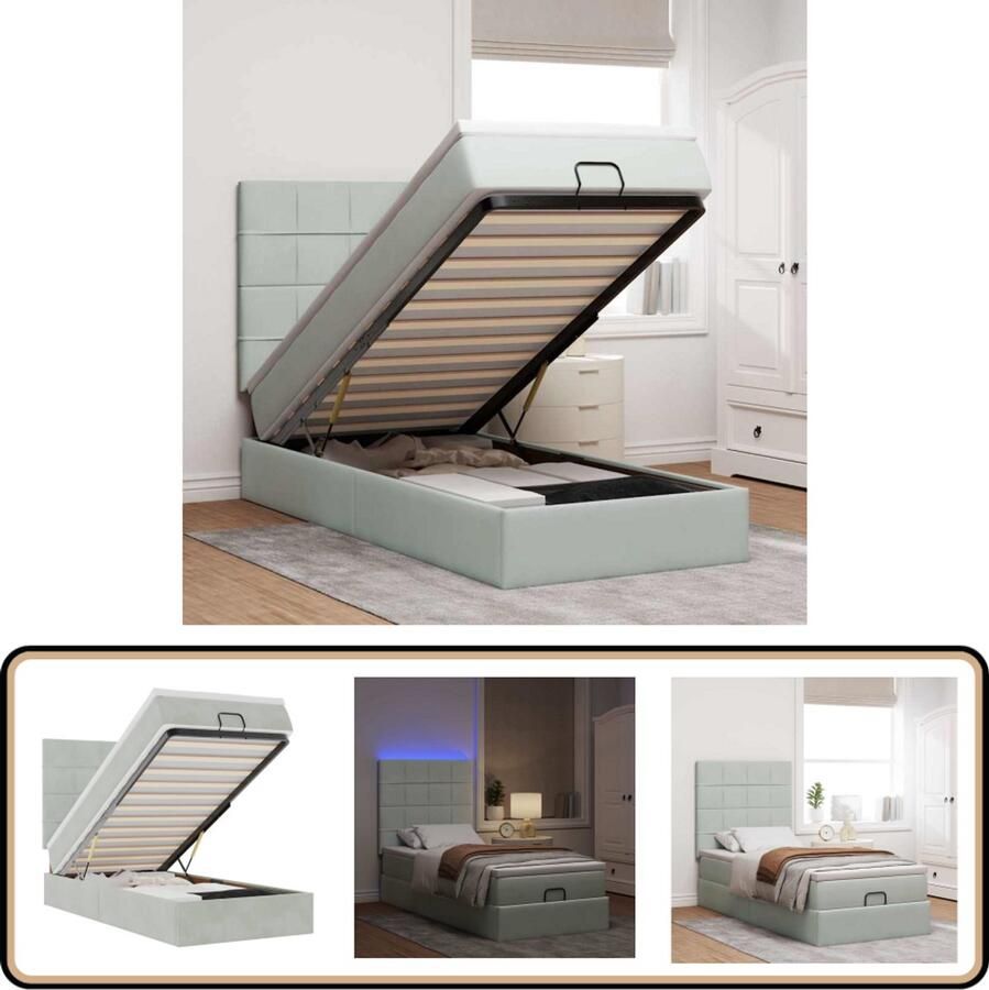 VidaXL Ottoman bed met matrassen en LED's 100x200 cm Ottoman Bed Boxspringbed Tweepersoonsbed Led Bed Velvet Bed