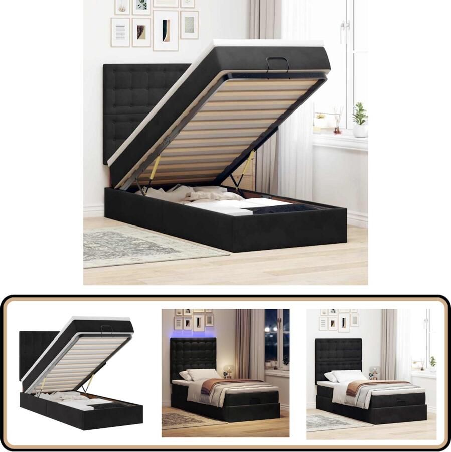 VidaXL Ottoman bed met matrassen en LED's 100x200cm Bed Frame Boxspring Ottoman Bed Tweepersoonsbed Led Verlichting
