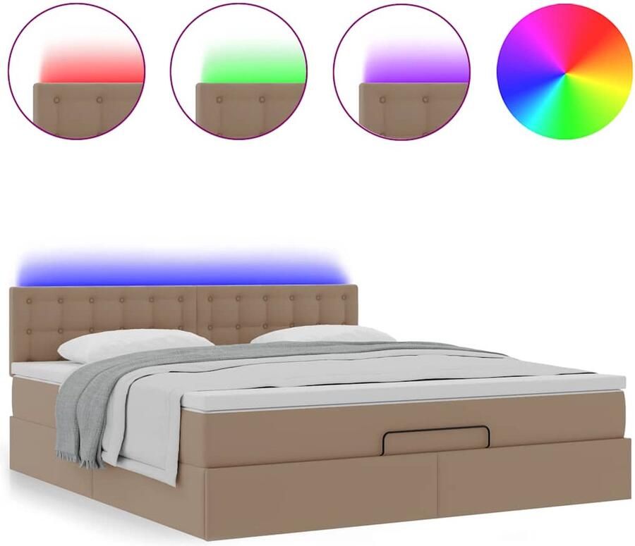 VidaXL Ottoman bed met matras 180x200cm kunstleer cappuccinokleurig - Foto 2