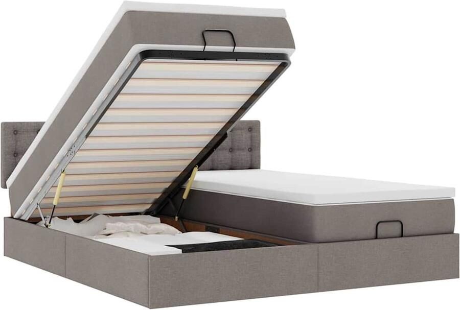 VidaXL Ottoman bed met matrassen en LED's 180x200cm stof taupe