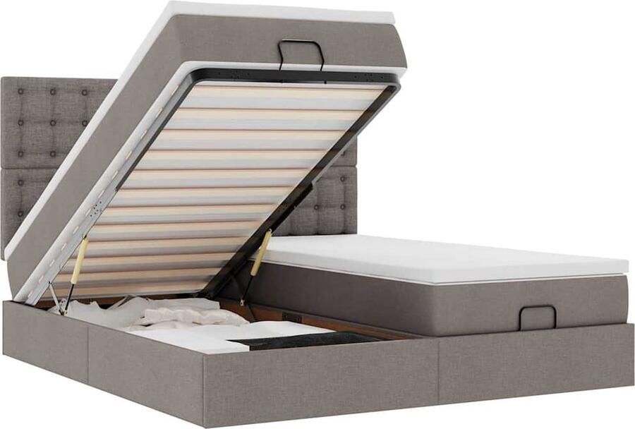 VidaXL Ottoman bed met matrassen en LED's 200x200 cm Ottoman Bed Boxspring Bed Tweepersoons Bed Stapelbed Led Lamp