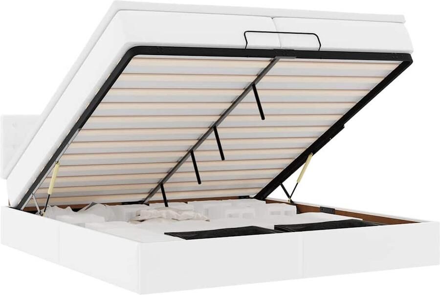 VidaXL Ottoman bed met matrassen en LED's 200x200cm kunstleer