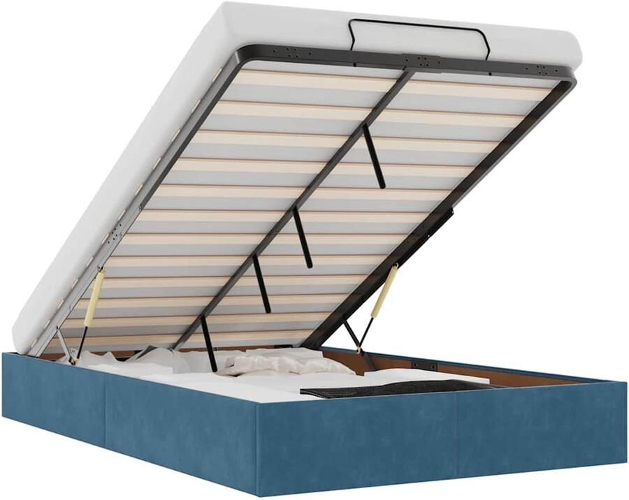 VidaXL Ottoman bedframe zonder matras 120x200 cm fluweel donkerblauw