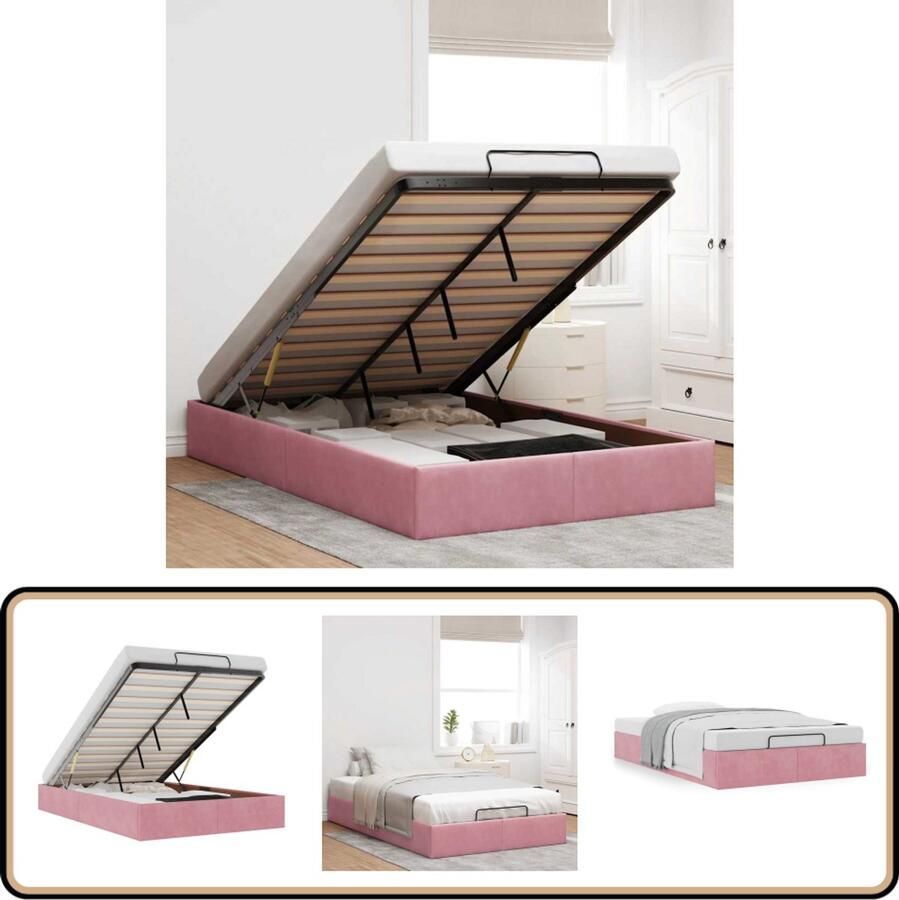 VidaXL Ottoman bedframe zonder matras 120x200 cm fluweel roze
