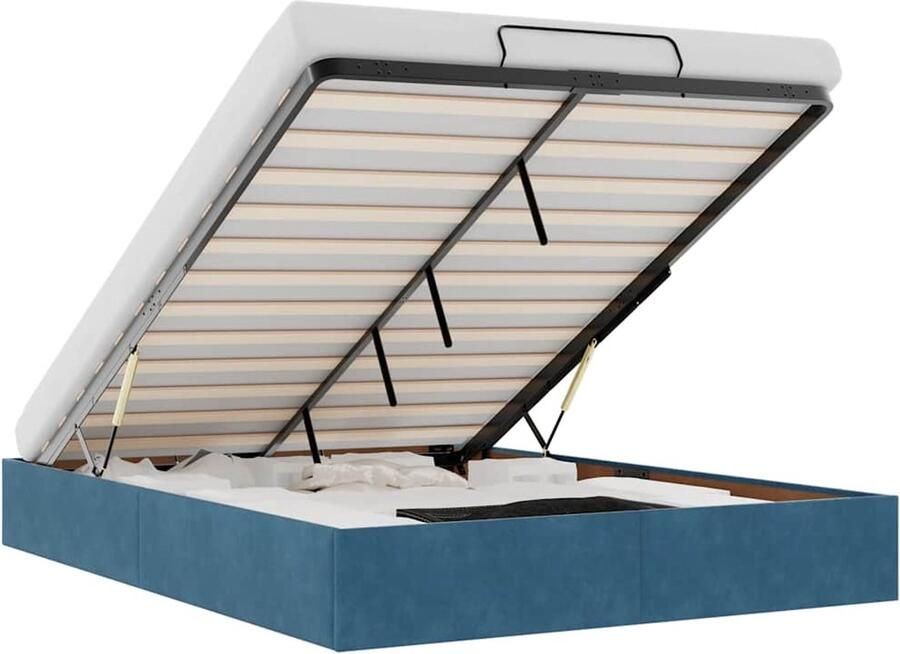 VidaXL Ottoman bedframe zonder matras 140x190 cm fluweel donkerblauw