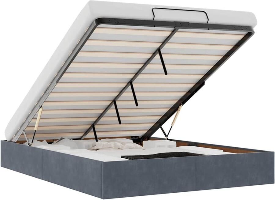 VidaXL Ottoman bedframe zonder matras 140x190 cm fluweel donkergrijs