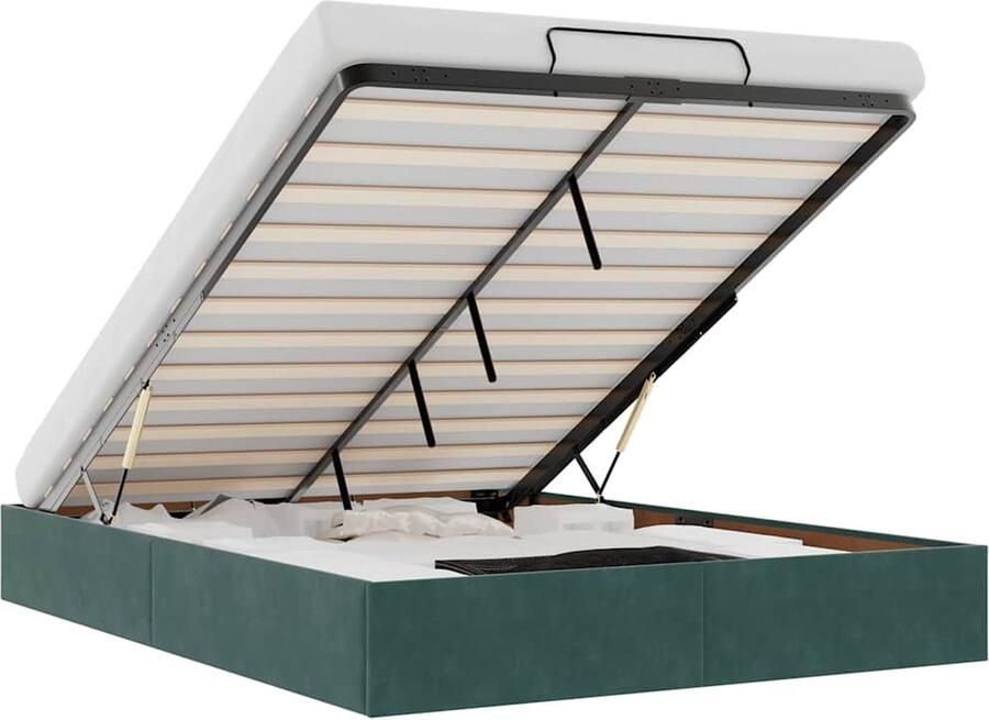 VidaXL Ottoman bedframe zonder matras 140x190 cm fluweel donkergroen