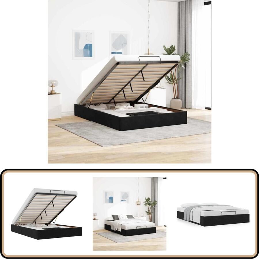 VidaXL Ottoman bedframe zonder matras 140x190 cm fluweel zwart