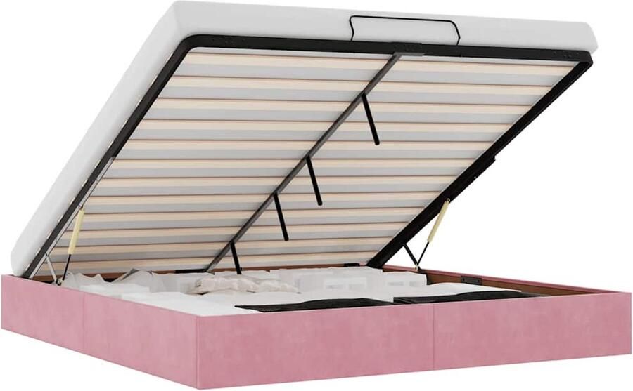 VidaXL Ottoman bedframe zonder matras 160x200 cm fluweel roze