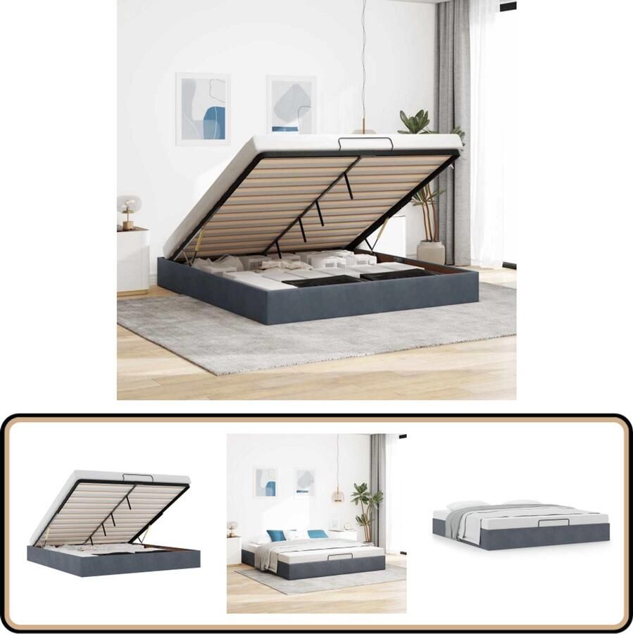 VidaXL Ottoman bedframe zonder matras 180x200 cm fluweel donkergrijs