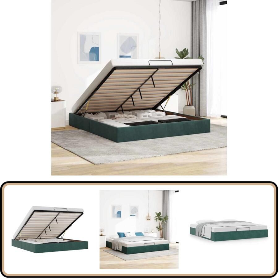 VidaXL Ottoman bedframe zonder matras 180x200 cm fluweel donkergroen