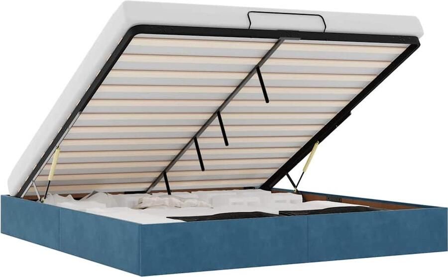 VidaXL Ottoman bedframe zonder matras 200x200 cm fluweel donkerblauw