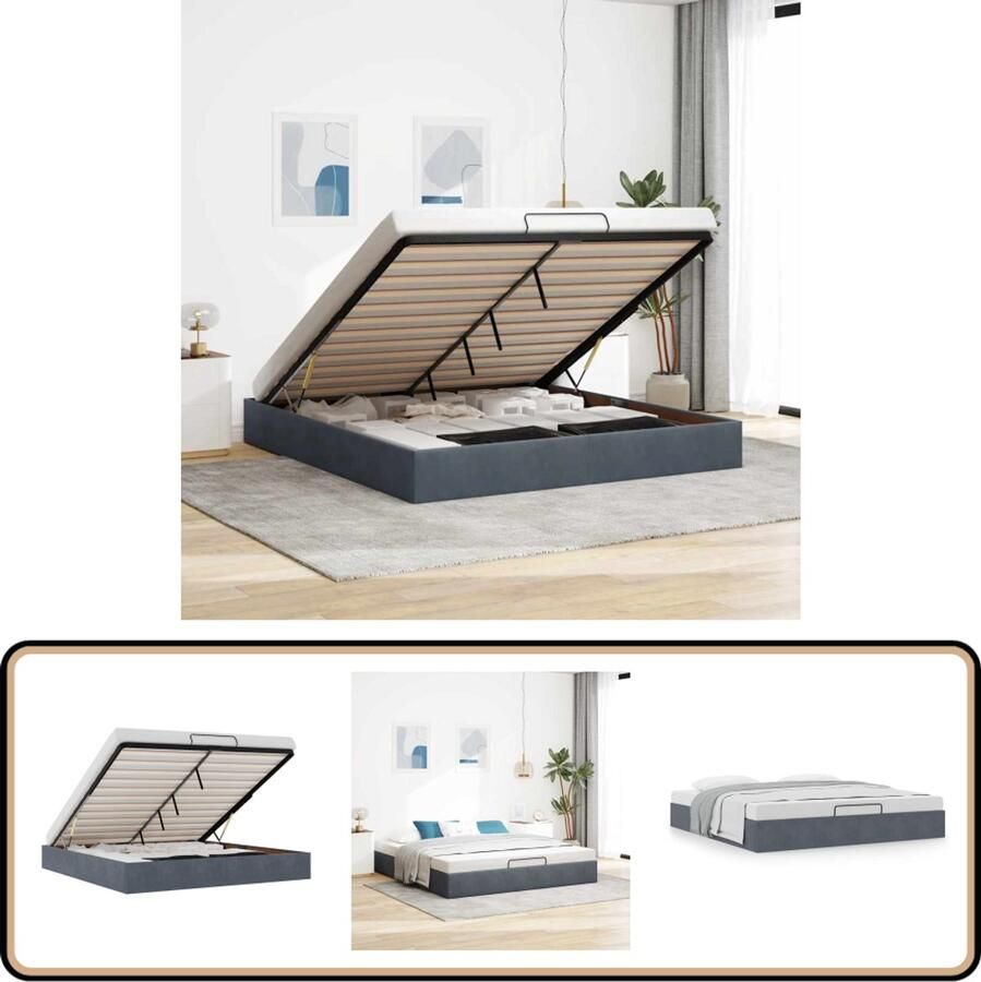 VidaXL Ottoman bedframe zonder matras 200x200 cm fluweel donkergrijs