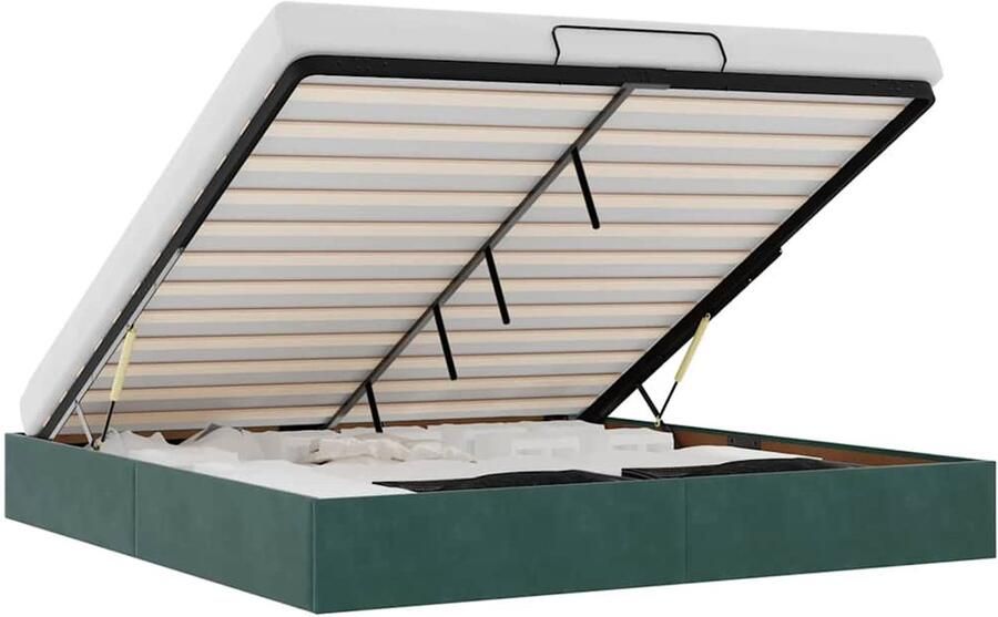 VidaXL Ottoman bedframe zonder matras 200x200 cm fluweel donkergroen