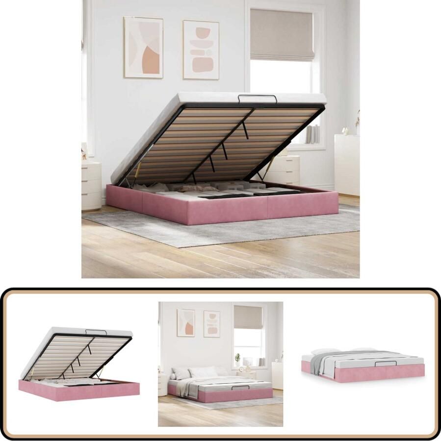 VidaXL Ottoman bedframe zonder matras 200x200 cm fluweel roze