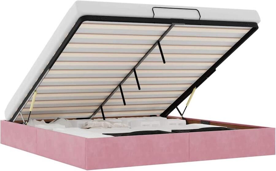 VidaXL Ottoman bedframe zonder matras 200x200 cm fluweel roze