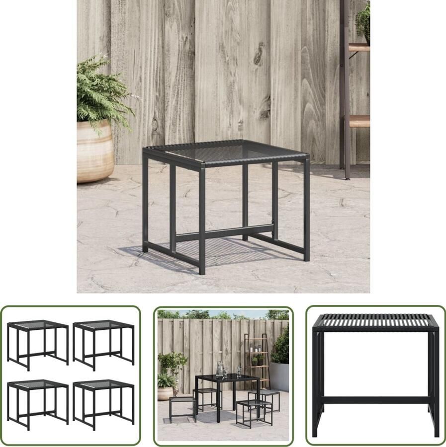 The Living Store Tuinkrukken 4 st poly rattan zwart Tuinkrukken Outdoor Furniture Lounge Stoel Garden Chairs Rattan Meubilair