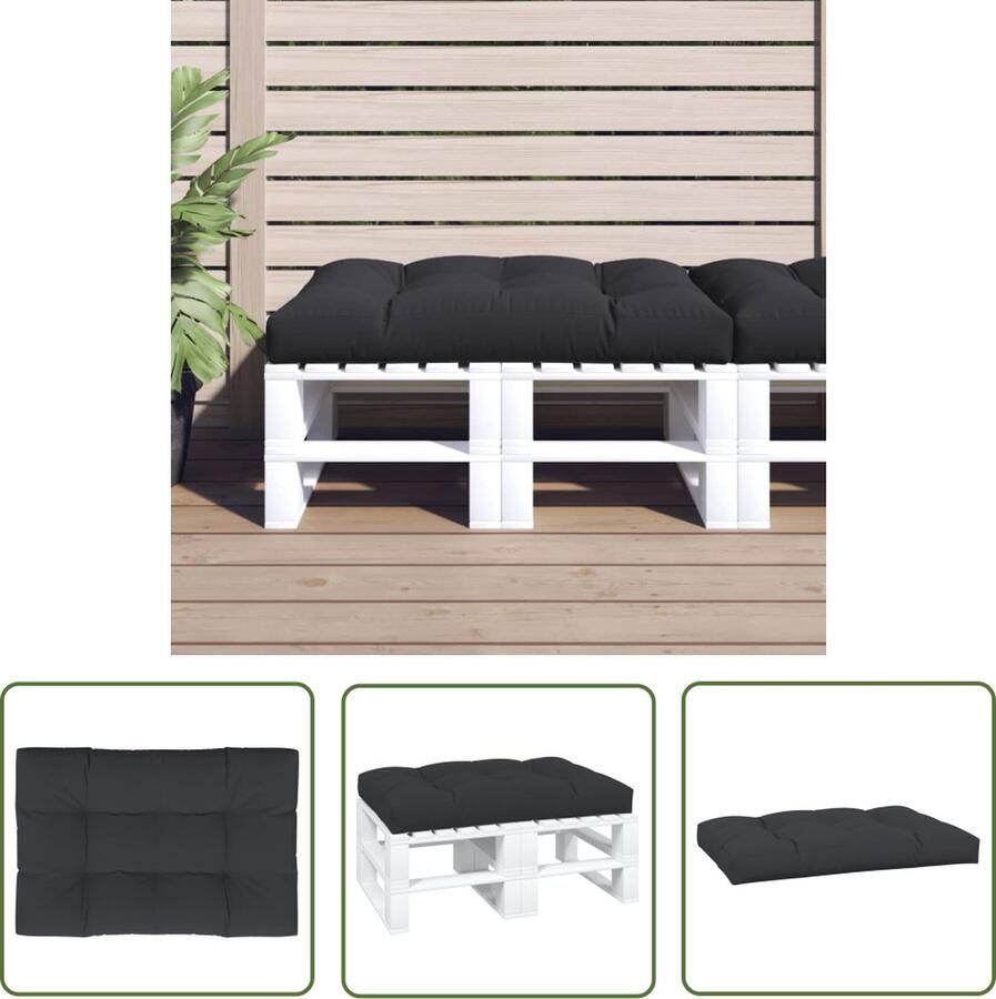 The Living Store Palletkussen 120 x 80 cm Polyester Zwart Palletkussen Outdoor Kussen Tuinkussen Zithoek Loungekussen