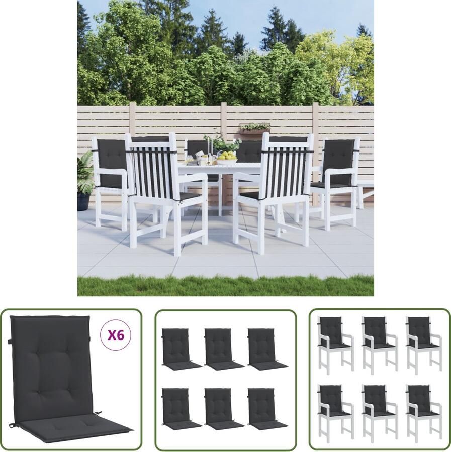 The Living Store Stoelkussens Oxford 100 x 50 x 3 cm Duurzaam en zacht Zwarte buitenkussens 6 stuks Tuinstoel Kussentje Outdoor Kussens Lounge Kussens Zitzakken Tuinkussens