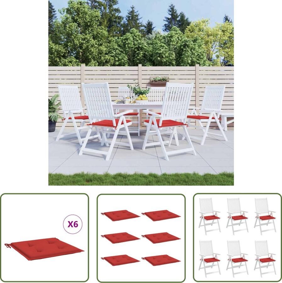 The Living Store Stoelkussens 40 x 40 x 3 cm Rood Oxford stof Waterafstotend Tuinstoel Kussentjes Outdoor Kussens Stoelkussens Rood Waterafstotende Kussens Lounge Kussens