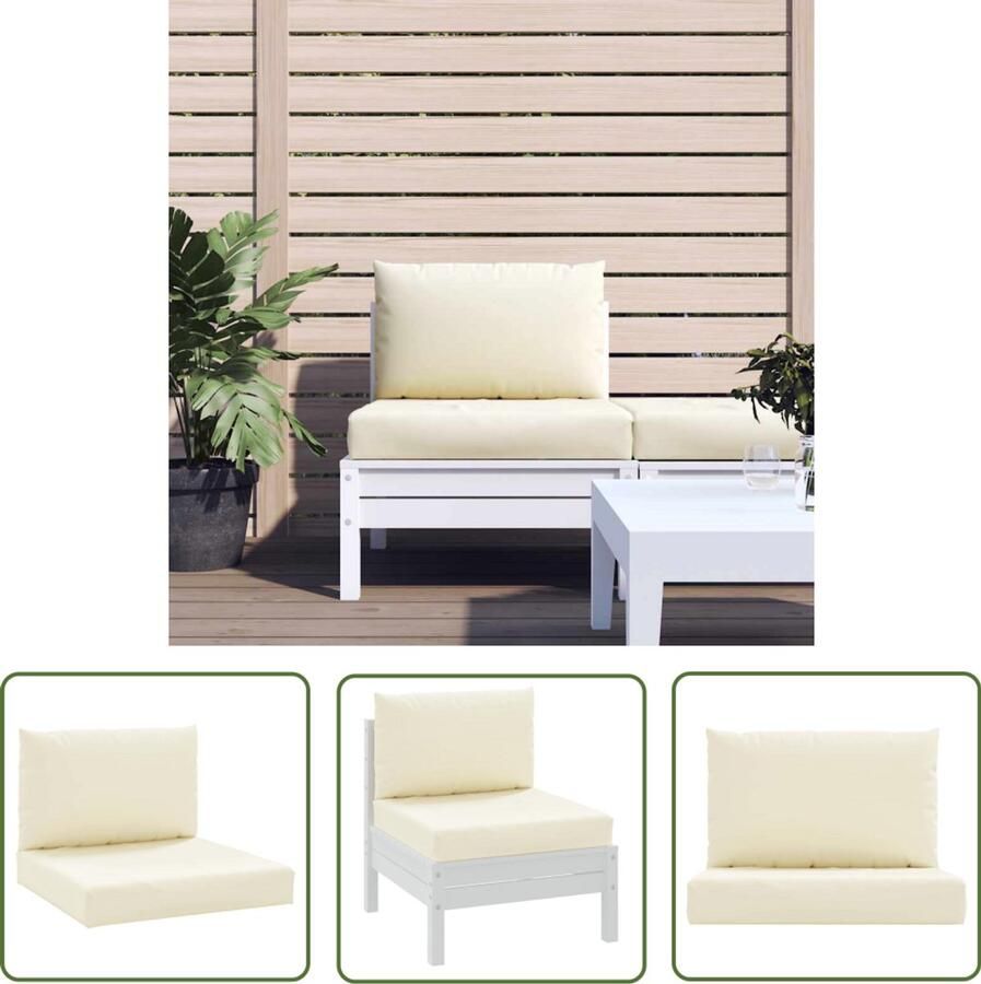 The Living Store Palletkussens Set 60x60x8 en 60x38x13 Oxford Stof Crèmewit Waterafstotend Palletkussens Outdoor Meubilair Tuinkussens Lounge Set Relaxfauteuil