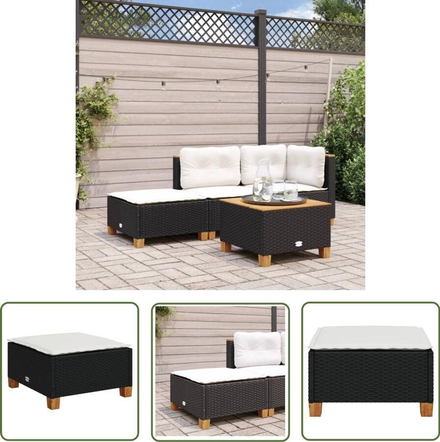 VidaXL Tuinkruk met kussen 63 5x56x32 cm poly rattan zwart Tuinkruk Outdoor Stoel Lounge Stoel Buitendecoratie Patio Furniture