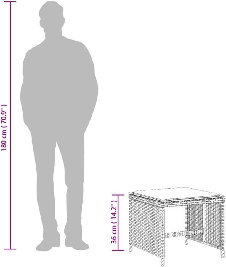 The Living Store Tuinkrukken 4 st met kussens 41x41x36 cm poly rattan zwart Tuinkrukken Outdoor Stoel Lounge Set Balkon Meubel Terrasstoel