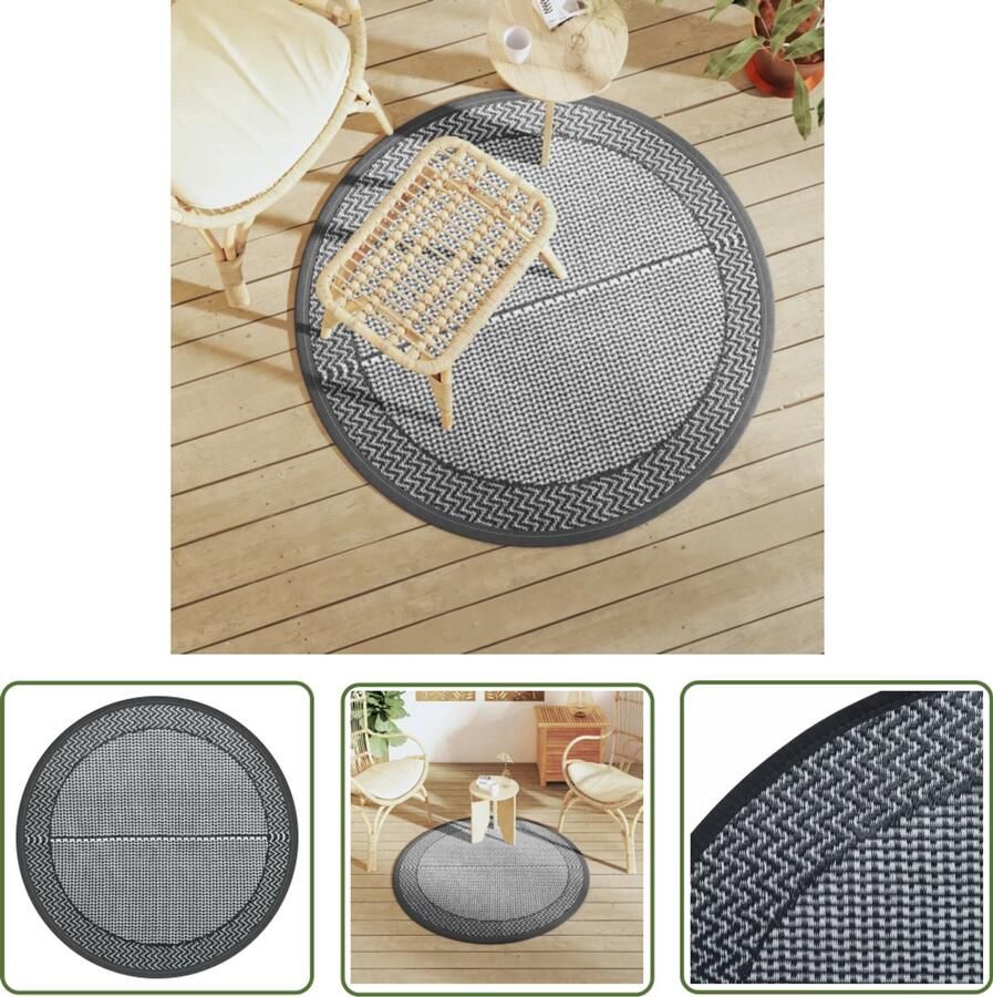VidaXL Outdoor Tapijt Tuintapijt Buitenkleed ARAKIL Ø120 cm PP grijs Patio Dekentje Terras Kleed Polypropylene Tapijt
