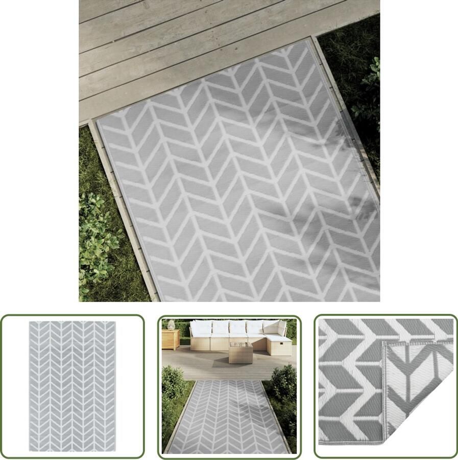 VidaXL Outdoor Tapijt Tuintapijt Buitenkleed ARAKIL 120x180 cm PP grijs Patio Dekens Terras Kleed Polypropylene Tapijt
