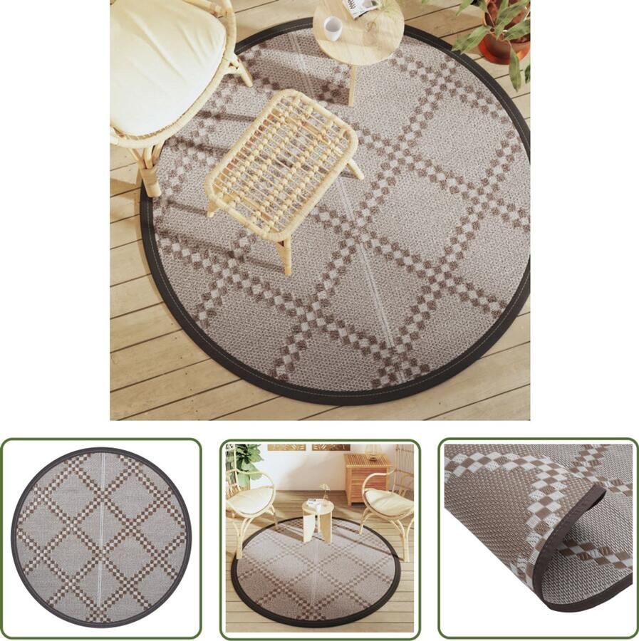VidaXL Outdoor Tapijt Tuintapijt Buitenkleed ARAKIL Ø160 cm polypropeen bruin Patio Dekens Bruine Tapijten Polypropylene Tapijt