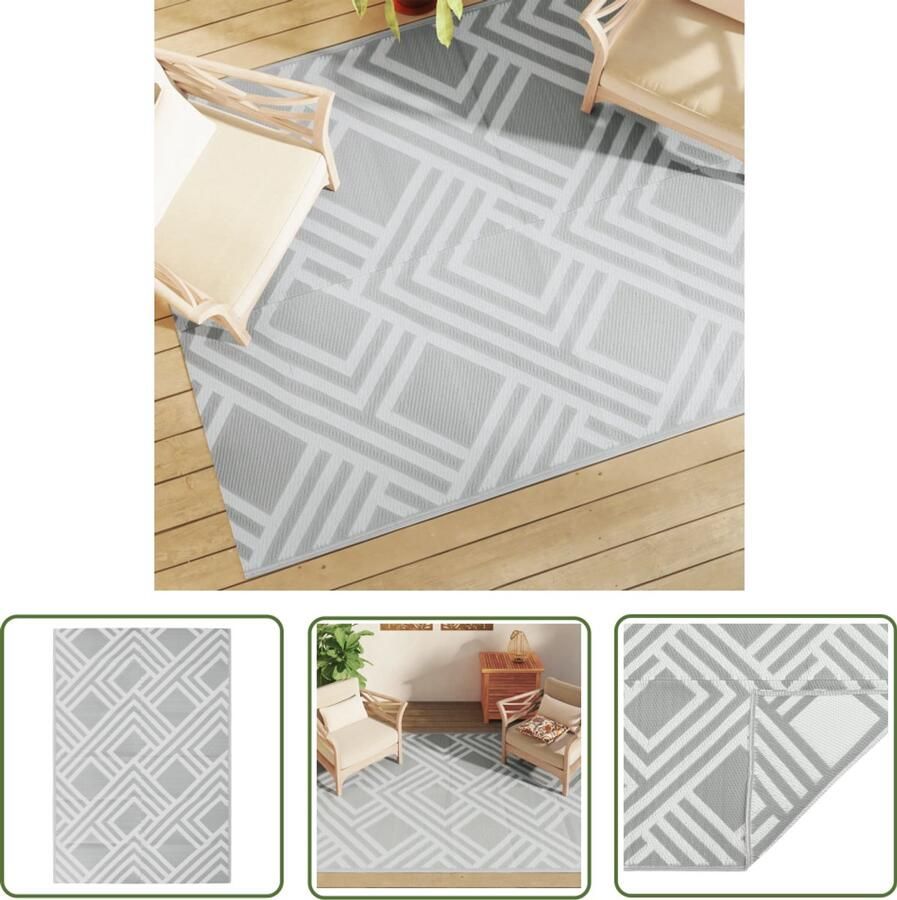 VidaXL Outdoor Tapijt Tuintapijt Buitenkleed ARAKIL 160x230 cm PP grijs Patio Dekens Terras Kleed Polypropylene Tapijt